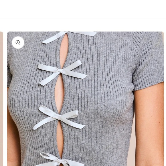 Gray Bow Sweater Top - Picture 7 of 7